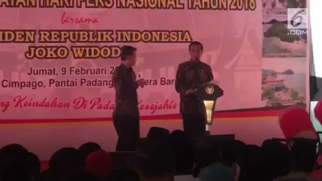 Presiden Jokowi menghadiri puncak Hari Pers Nasional (HPN) 2018 di Padang, Sumatra Barat.