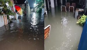 Hujan deras lebih dari dua jam, menyebabkan banjir di sejumlah kecamatan dan ruas jalan protokol di Kota Bandar Lampung, Kamis (8/1/2026). (Liputan6.com/ Ardi Munthe)