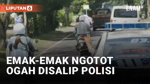 VIDEO: Ngeyel! Emak-emak Enggan Disalip Mobil Polisi Pengawal Rombongan Dishub NTB