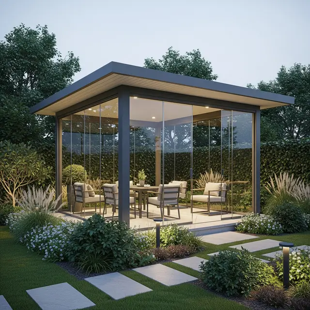 Gazebo Minimalis Modern untuk Taman Rumah (Gemini AI)