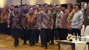 Presiden Jokowi bersiap memberi sambutan saat hari Antikorupsi Dunia, Jakarta, Senin (11/12). Jokowi mengutarakan keheranannya masih ada pejabat yang melakukan korupsi, padahal sudah banyak pejabat yang ditangkap KPK. (Liputan6.com/Angga Yuniar)