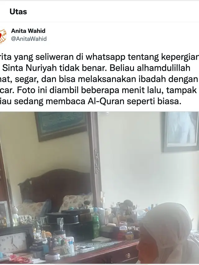 Unggahan Anita Wahid.