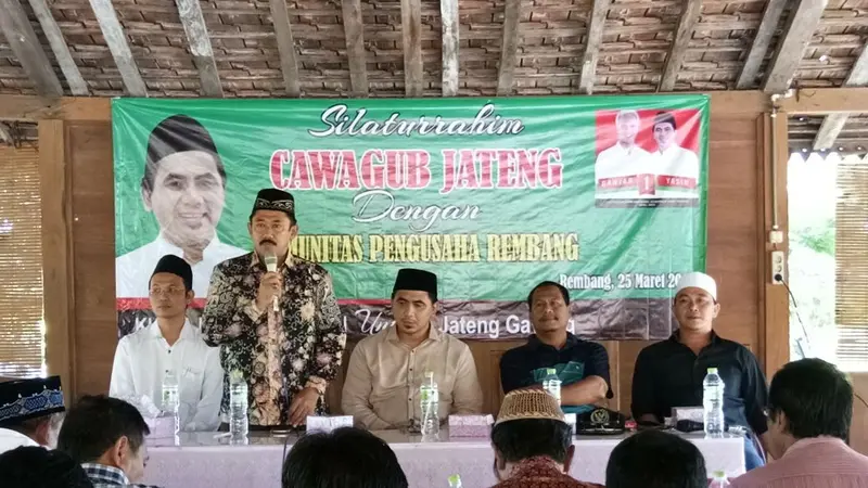 Calon Wakil Gubernur Jawa Tengah, Taj Yasin Maimoen, bertemu pengusaha Rembang (Tim Media Taj Yasin)