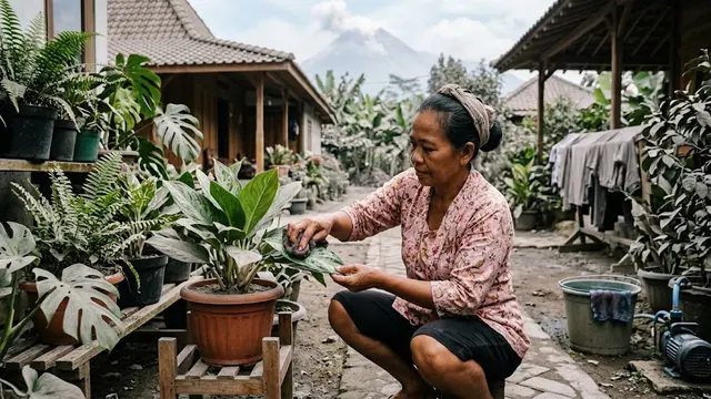 Cara Bersihkan Abu Vulkanik dari Tanaman