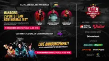 IEL Masterclass Webinar serta Ultimate Cosplay Championship, Jumat (11/12/2020) pukul 16.00 WIB dapat disaksikan melalui platform Vidio, laman Bola.com, dan Bola.net. (Dok. Vidio)