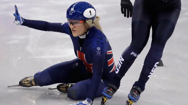 Momen Tabrakan Atlet Skating di Olimpiade Musim Dingin 2018
