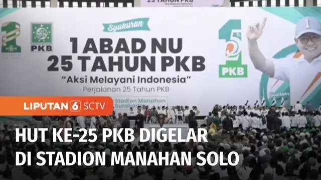 Acara hari ulang tahun PKB yang ke-25 digelar di Stadion Manahan Solo, Jawa Tengah. Dalam kesempatan tersebut, Ketua Umum PKB memberikan enam perintah untuk para kader. Salah satunya bersiap untuk memenangkan Pemilu 2024.