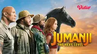 Ikuti perjalanan Dwayne Johnson dalam dunia gim penuh petualangan dalam film Jumanji: The Next Level di Vidio. (Dok. Vidio)