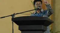 Menteri Pertanian Sayhrul Yasin Limpo saat Sosialisasi Pemanfaatan Dana KUR dan Implementasi Kostratani di Wisma Negara CPI Kota Makassar, Sulawesi Selatan, Sabtu 25 Januari 2020.