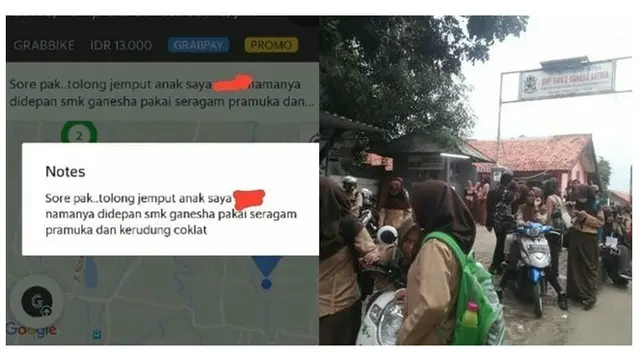Driver Ojek Online Jemput Anak Sekolah