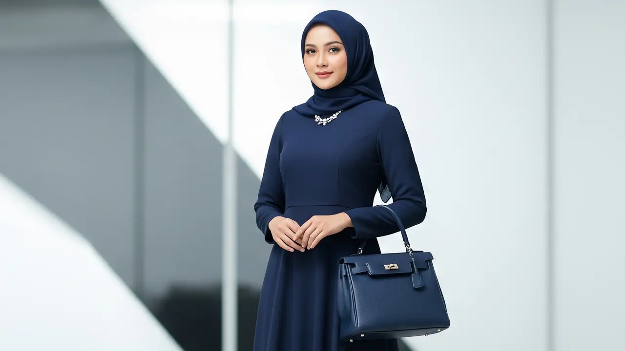 7 Model Gamis Formal Wanita dengan Kesan Pejabat, Rapi, Elegan, dan Penuh Wibawa