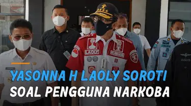 Menkumham Yasonna H Laoly dalam konferensi pers menyoroti soal penanganan kasus narkoba.