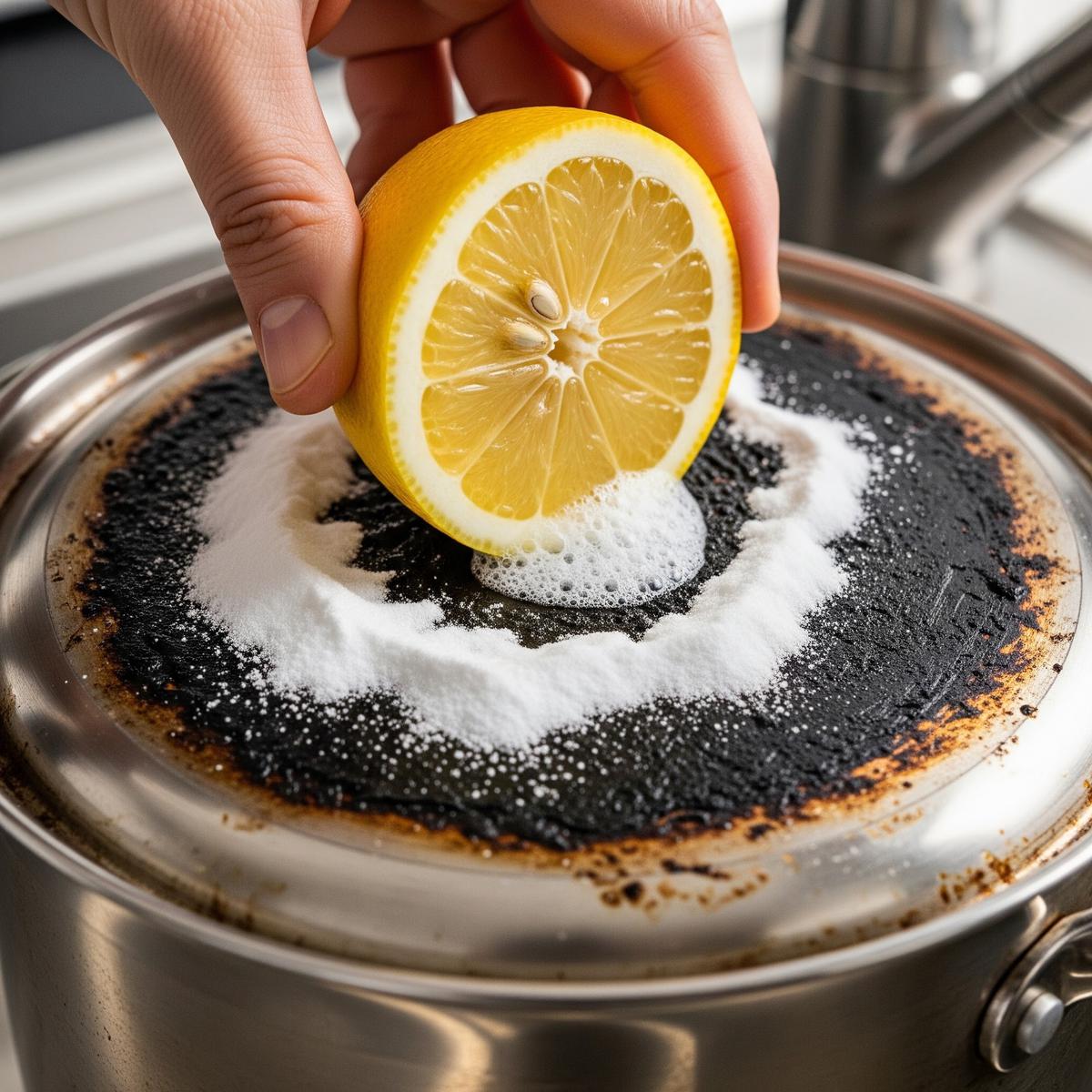 Membersihkan Panci Gosong dengan Baking Soda (Gemini AI)