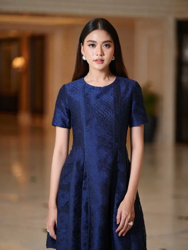 Dress Brokat Kombinasi Tile Import Elegan