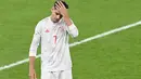 Ekspresi penyerang Spanyol Alvaro Morata usai pertandingan melawan Italia pada semifinal UEFA Euro 2020 di Stadion Wembley di London, Inggris, Rabu (7/7/2021). Spanyol takluk atas Italia 4-2 lewat adu penalti setelah laga imbang 1-1 selama 120 menit. (AFP/Pool/Facundo Arrizabalaa)
