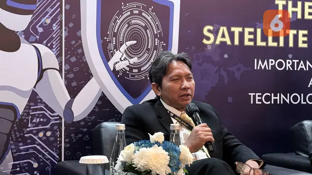 Sekretaris Jenderal Asosiasi Satelit Indonesia (ASSI) Sigit Jatiputro di ajang Asia Pacific Satellite International Conference (APSAT 2026), Selasa (12/5/2026) di Jakarta. Liputan6.com/Iskandar