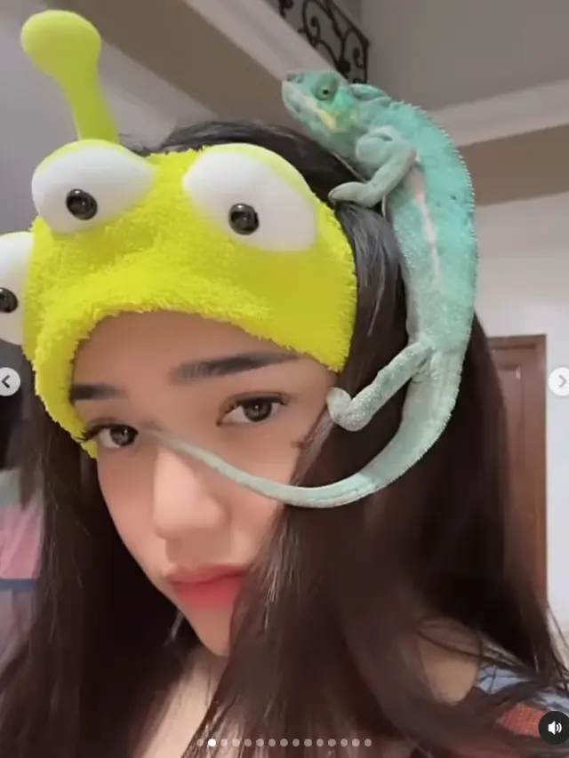 6 Potret Kenangan Fuji Bareng Iguana Kesayangan, Jadi Teman Sehari-hari di Rumah