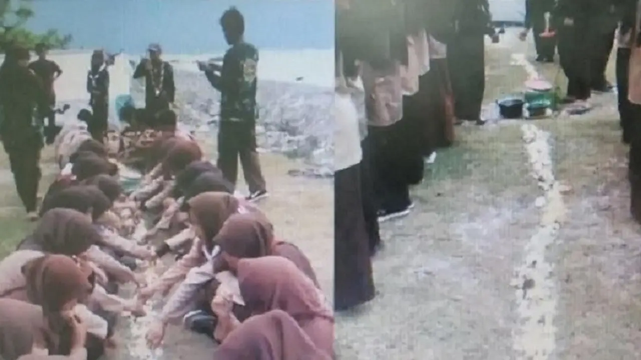 Pramuka makan di tanah