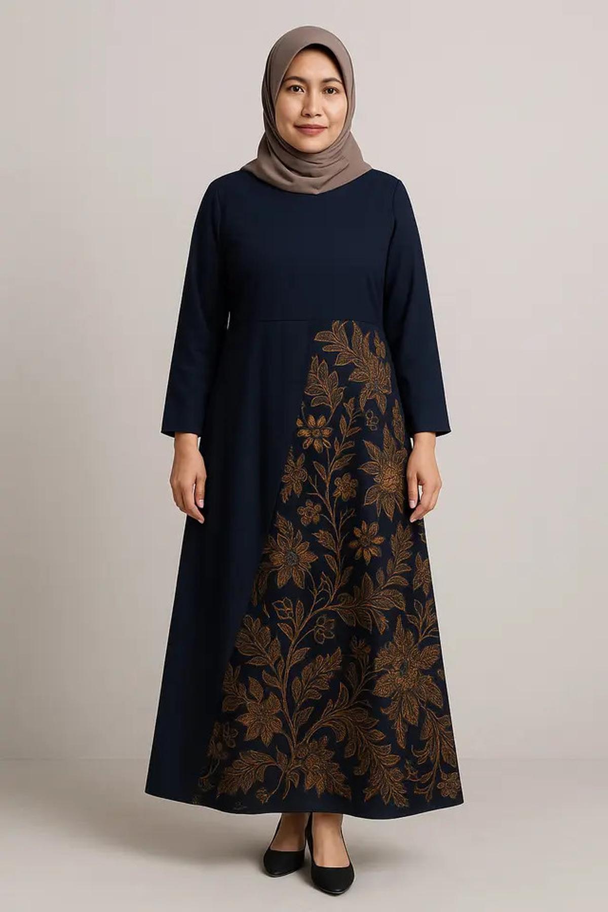 7 Model Gamis Batik Kombinasi untuk Wanita Usia 40-an,Tampil Elegan dan Kekinian