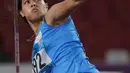 Atlet India, Annu Rani tampil pada Final Lempar Lembing Putri Asian Games 2018 di Stadion Utama Gelora Bung Karno, Jakarta, Selasa (28/8). (AP Photo/Lee Jin-man)