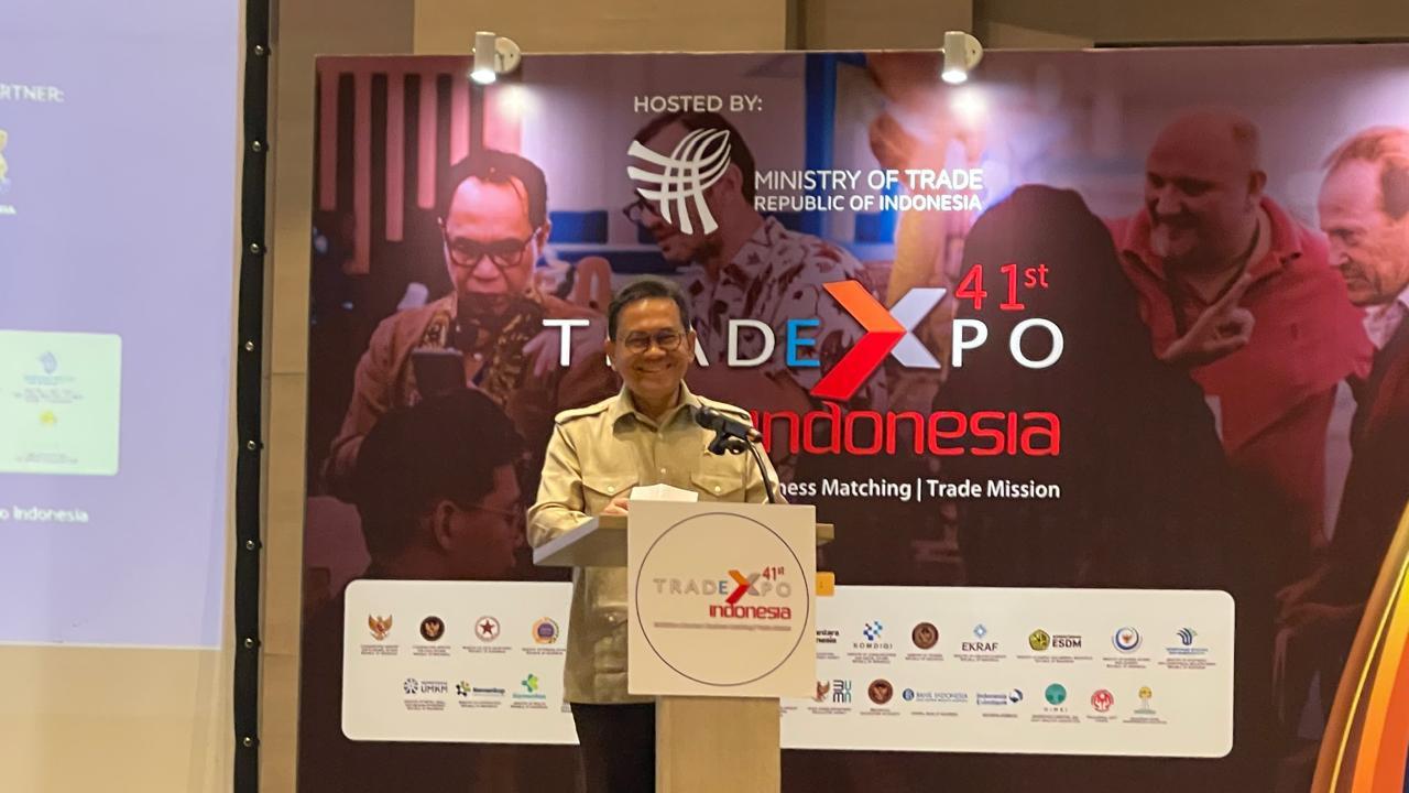 Mendag Budi Santoso di acara Sosialisasi Trade Expo Indonesia (TEI) 2026, di Alila Hotel Solo, Kamis (20/8). (merdeka.com/arie sunaryo).