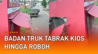 Video menunjukkan badan truk berjalan sendiri tabrak kios milik warga mengundang perhatian.