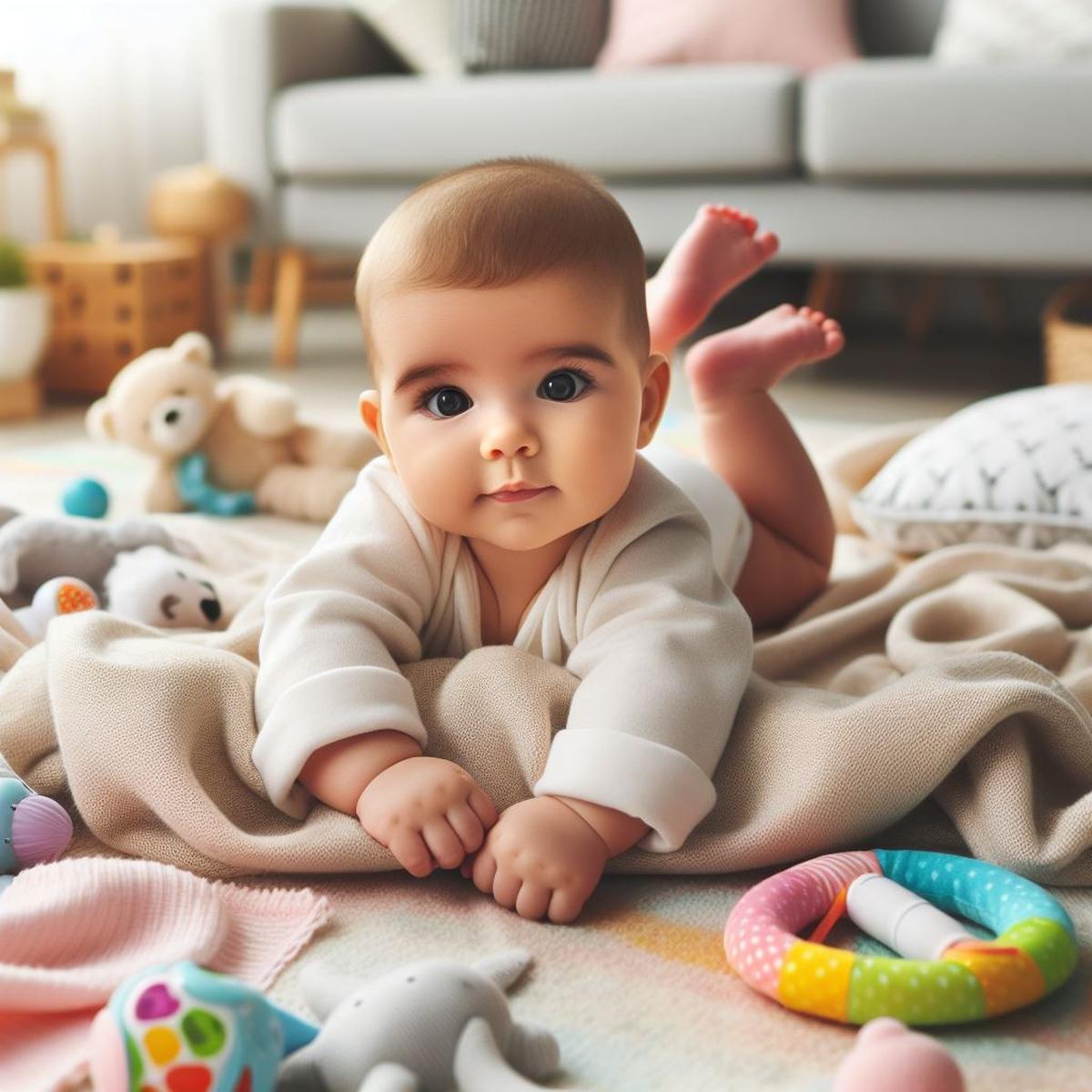 Ilustrasi Bayi Melakukan Tummy Time