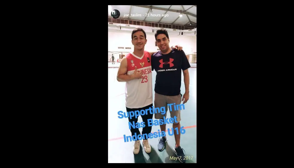 Dukungan Joe Taslim untuk Timnas basket U-16 [foto: instagram]
