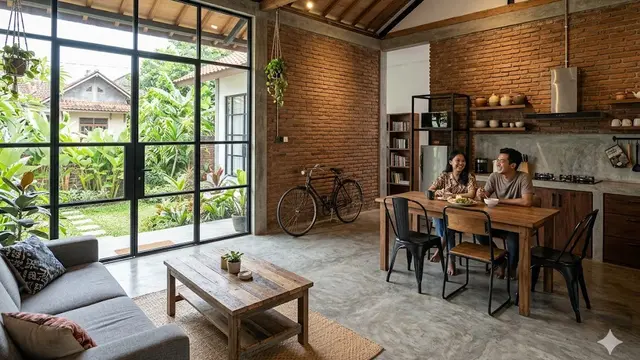 Rumah Semi Industrial Open Space yang Modern dan Hemat