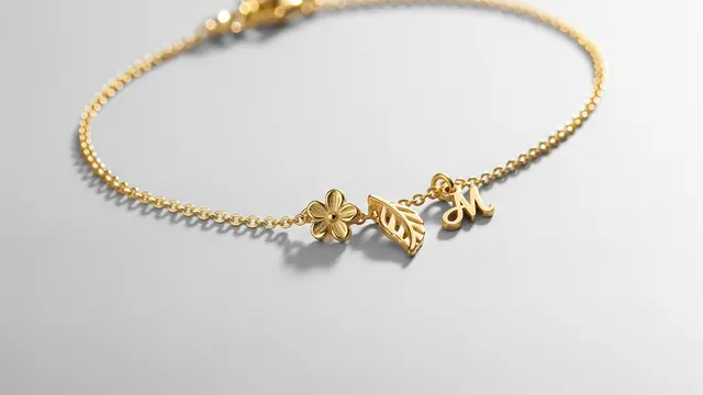 Gelang Emas dengan Liontin Minimalis