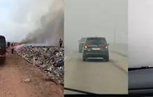 Asap Tebal Kebakaran TPA di Lampung Selimuti Tol Bakter