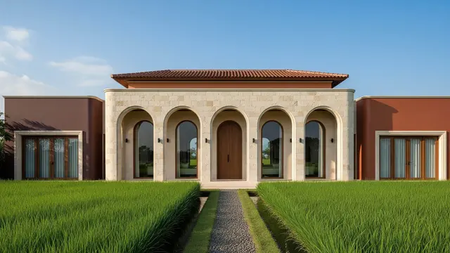 Desain Rumah Minimalis Kampung tapi Kelihatan Seperti Villa Mahal di Tengah Sawah