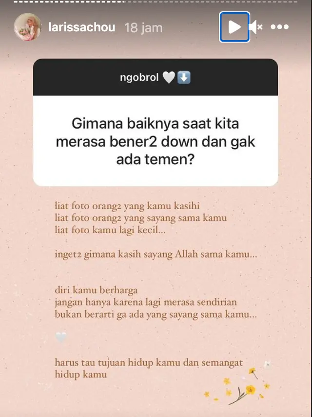 Unggahan Larissa Chou. (Foto: Instagram @larissachou)