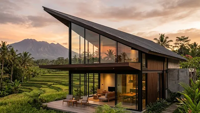 Model Rumah Minimalis dengan Atap Miring Minimalis Kekinian