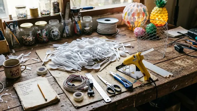 Cara Membuat Lampu Hias dari Sendok Plastik Bekas untuk Dijual (AI Generated)