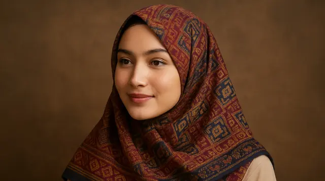 Jilbab motif etnik (Nugroho Purbo from Chat GPT)