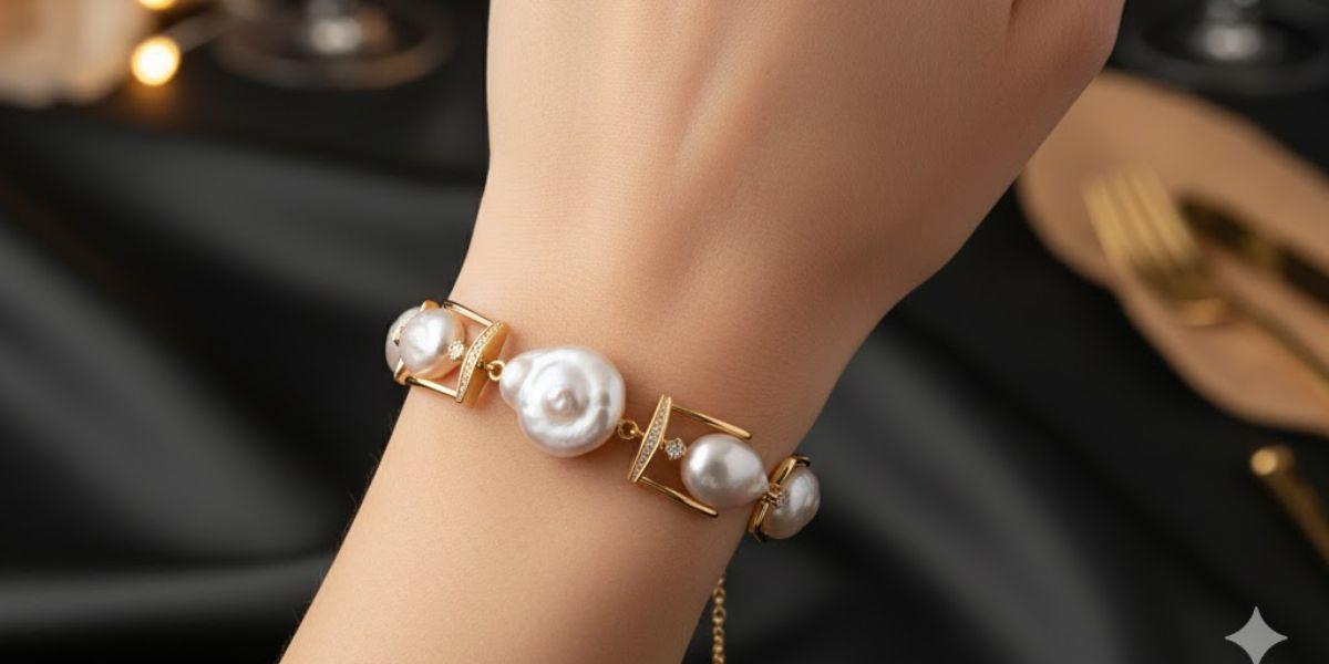 Ilustrasi Gelang Mutiara Modern Baroque