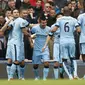 Sergio Aguero berhasil membuka keunggulan bagi City ketika laga baru berjalan tiga menit. (Reuters/Phil Noble Livepic)