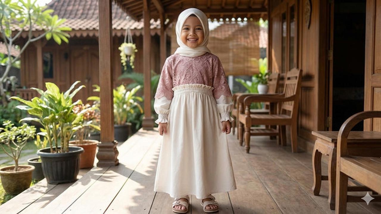 7 Model Baju Anak Brokat Kombinasi Polos, Inspirasi Busana Lebaran 2026