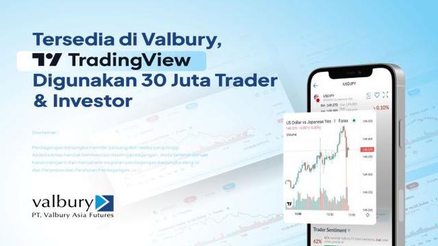 Valbury Asia Futures menyediakan fitur trading view, platform charting yang dapat diakses melalui aplikasi Valbury untuk dukung kebutuhan nasabah dalam aktivitas trading. (Foto: Valbury Asia Futures)