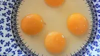 Penampakan 4 kuning telur dalam satu cangkang. (Daily Mail/SWNS)