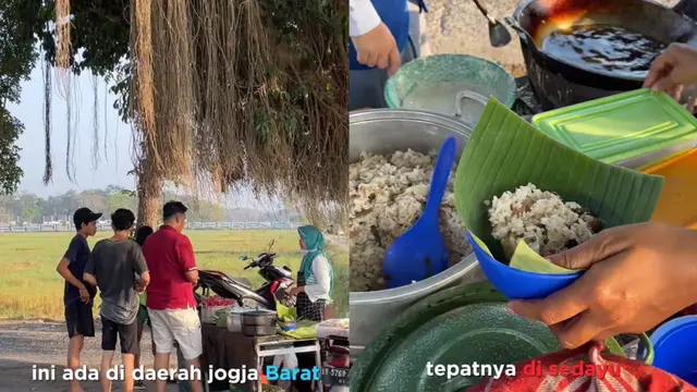 Kuliner Nasi Megono dan Bubur Jangan di Yogyakarta, makan sambil melihat pemandangan kereta. (Dok: TikTok @jogjamain)