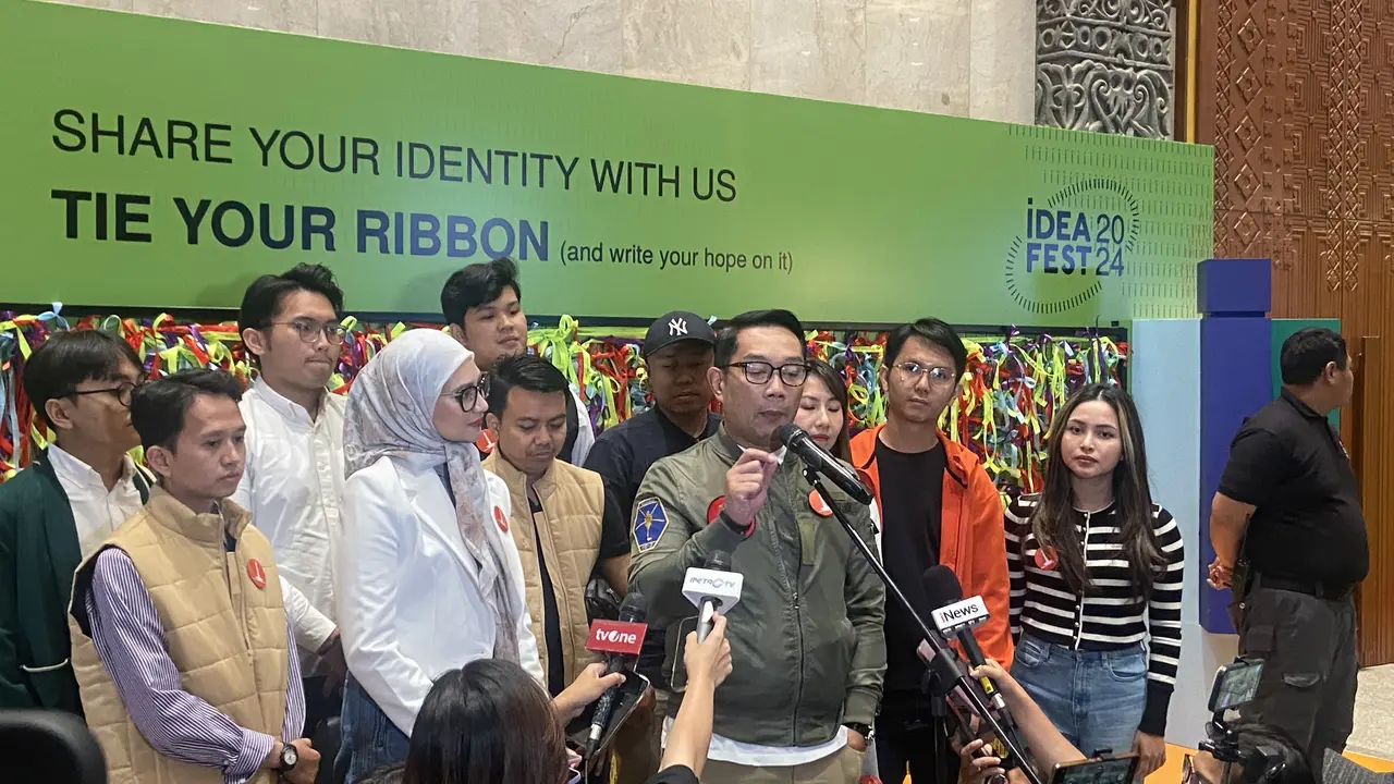 Calon Gubernur nomor urut 1, Ridwan Kamil (RK) saat ditemui awak media di JCC, Senayan Jakarta, Minggu (29/9/2024)
