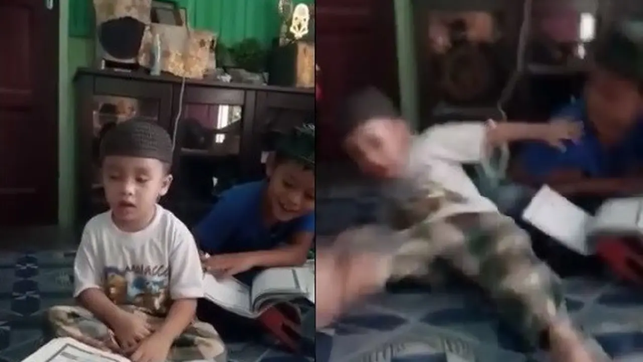 bocah tak kuasa tahan ngantuk saat mengaji