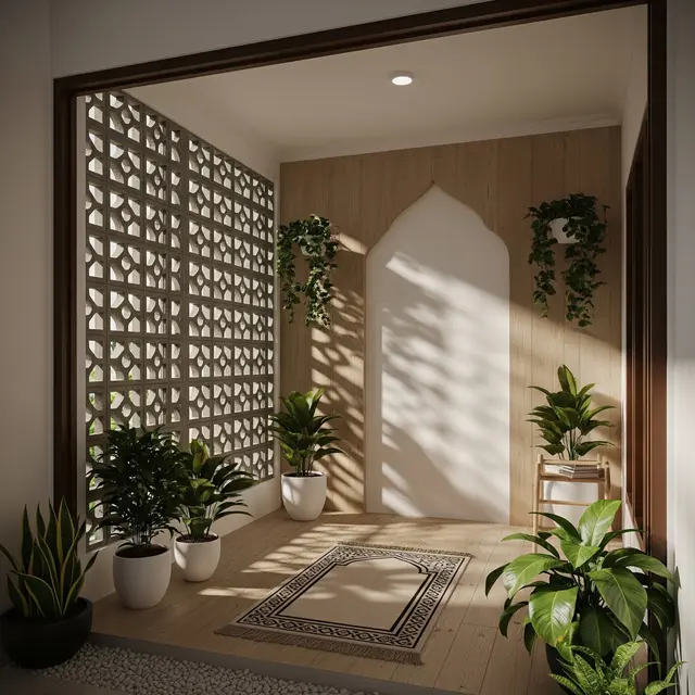 9 Desain Mushola Rumah Kecil dengan Roaster untuk Pencahayaan Alami yang Nyaman