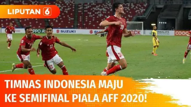 Timnas Indonesia berhasil merebut tiket ke semifinal Piala AFF 2020, usai mengalahkan Malaysia dengan skor telak 4-1. Kemenangan ini membuat Tim Garuda duduk sebagai juara Grup B.