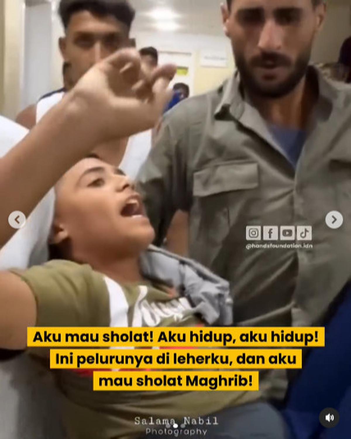 Anak Palestina di Gaza ini Ngotot Mau Salat Magrib saat Peluru Israel Menancap di Lehernya