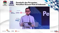 Ketua Dewan Pembina APEKSI Bima Arya Sugiarto dalam webinar HUT ke-21 APEKSI dengan tema Pentahelix dan Percepatan Pemulihan Ekonomi Kota di Indonesia di Jakarta, Selasa (25/5/2021).