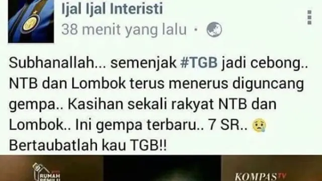 Warganet Kaitkan Gempa Lombok dengan TGB