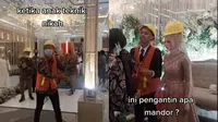 Viral Pasangan Pengantin Sarjana Teknik Dihadiahi Helm Proyek oleh Teman Kuliah. (Sumber: TikTok/fikririzaldi_official2